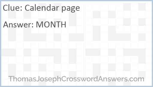 Calendar page Answer