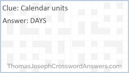 Calendar units Answer