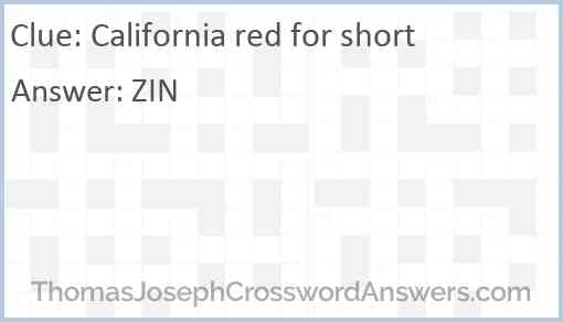 California red for short Answer
