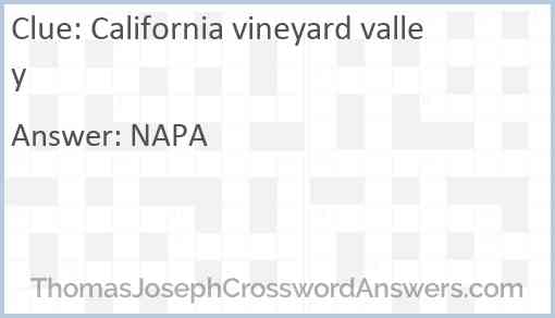 California vineyard valley Answer