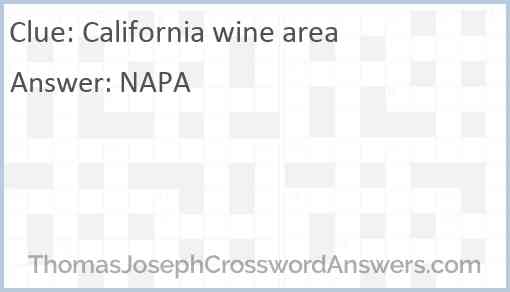 California wine area Answer