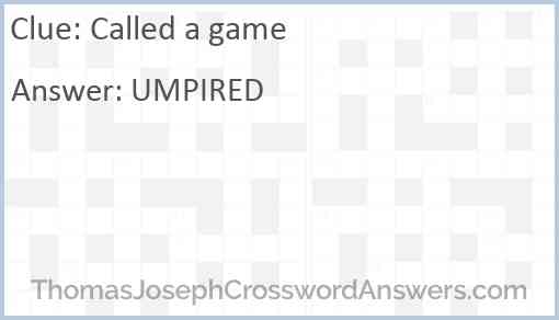 Called a game Answer