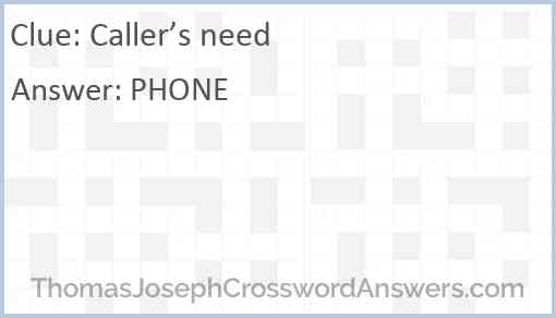 Caller’s need Answer