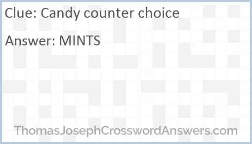 Candy counter choice Answer