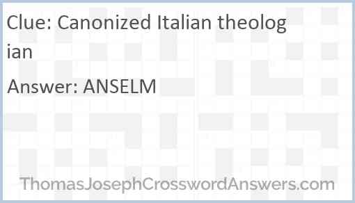 Canonized Italian theologian Answer
