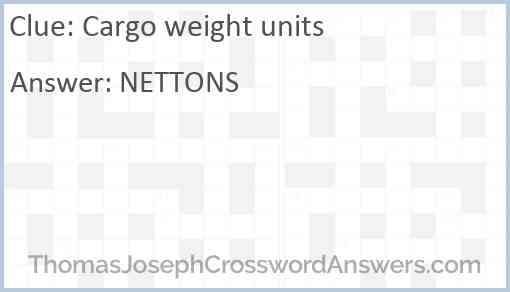 Cargo weight units Answer