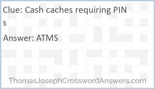 Cash caches requiring PINs Answer