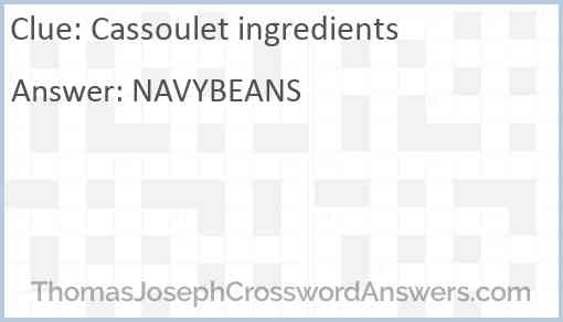 Cassoulet ingredients Answer