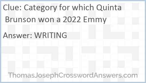 Category for which Quinta Brunson won a 2022 Emmy Answer
