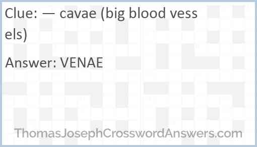 — cavae (big blood vessels) Answer