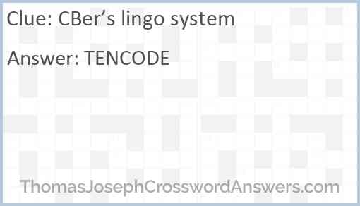 CBer’s lingo system Answer