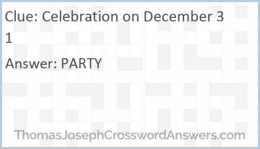 Celebration on December 31 Answer