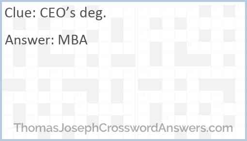 CEO’s deg. Answer