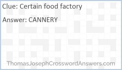 Certain food factory Answer