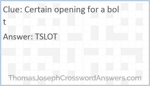 Certain opening for a bolt Answer