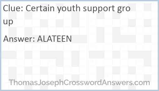 Certain youth support group Answer