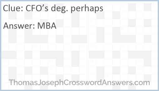 CFO’s deg. perhaps Answer