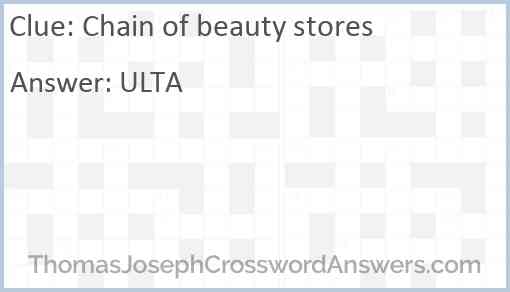 Chain of beauty stores Answer