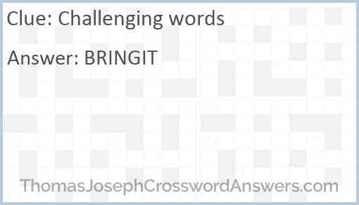 Challenging words Answer