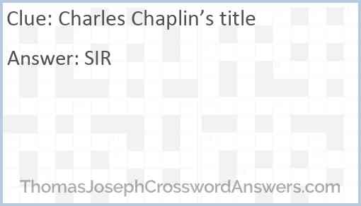 Charles Chaplin’s title Answer