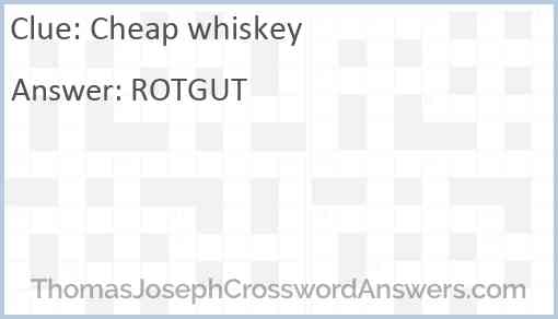 Cheap whiskey Answer