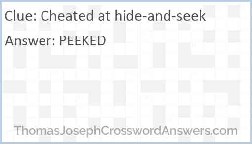 Cheated at hide-and-seek Answer