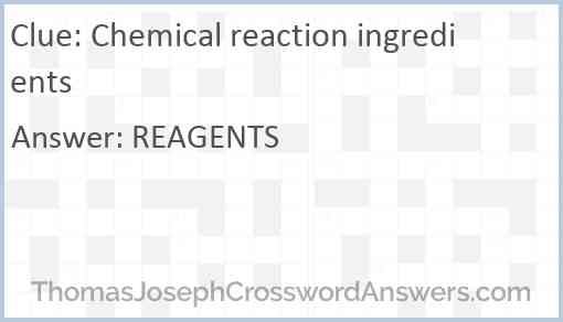 Chemical reaction ingredients Answer