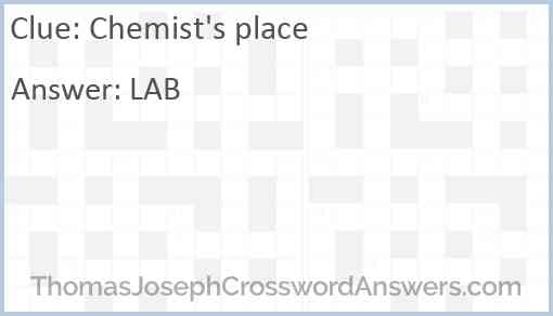 Chemist’s place Answer