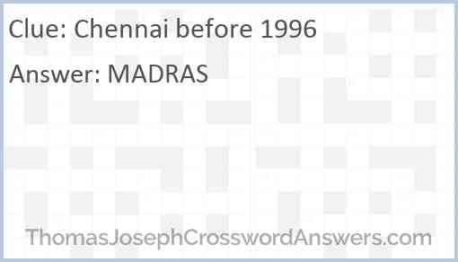 Chennai before 1996 Answer
