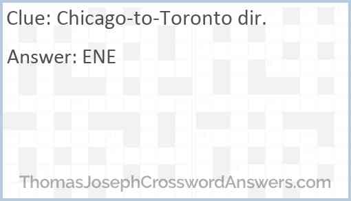 Chicago-to-Toronto dir. Answer