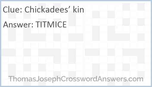 Chickadees’ kin Answer