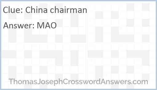 China chairman Answer