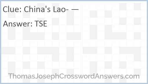 China’s Lao- — Answer