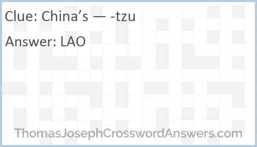 China’s — -tzu Answer