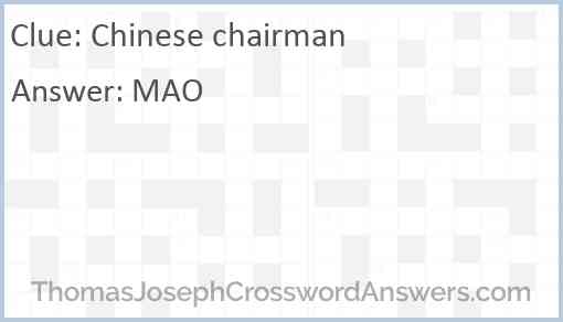 Chinese chairman Answer