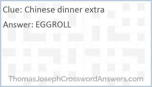 Chinese dinner extra Answer