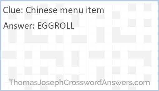 Chinese menu item Answer