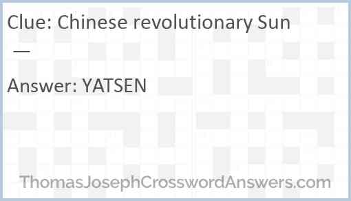 Chinese revolutionary Sun — Answer
