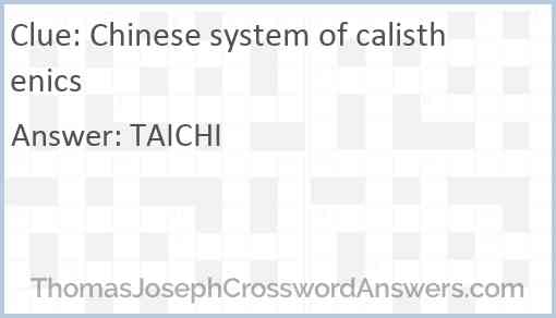 Chinese system of calisthenics Answer