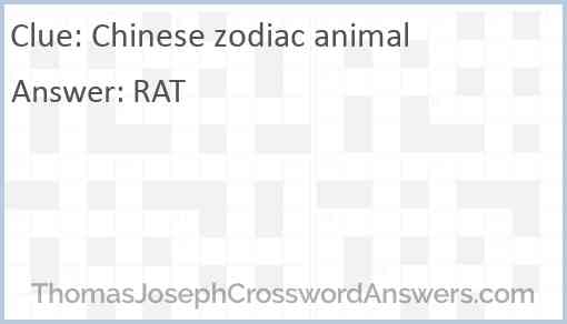 Chinese zodiac animal Answer