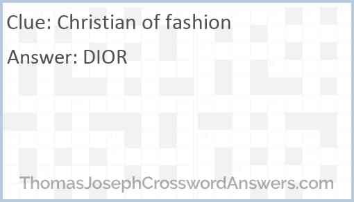 Christian of fashion Answer