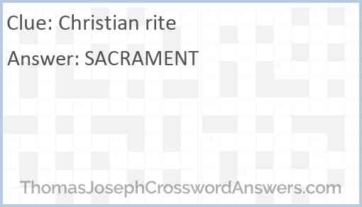 Christian rite Answer