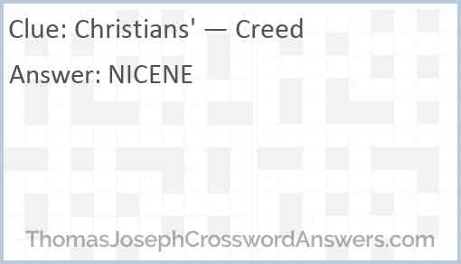 Christians' — Creed Answer