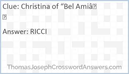 Christina of “Bel Ami” Answer