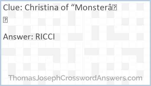 Christina of “Monster” Answer