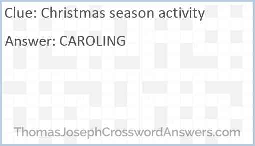 Christmas season activity Answer