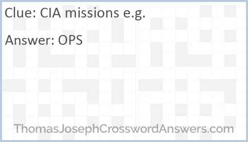 CIA missions e.g. Answer