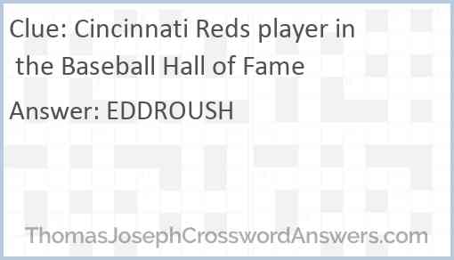 Cincinnati Reds player in the Baseball Hall of Fame Answer