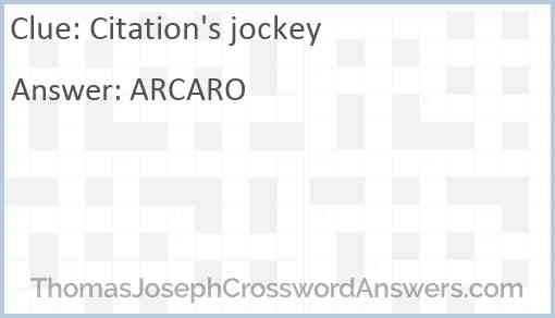 Citation's jockey Answer
