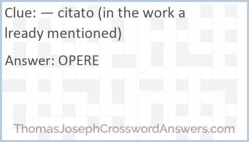 — citato (in the work already mentioned) Answer